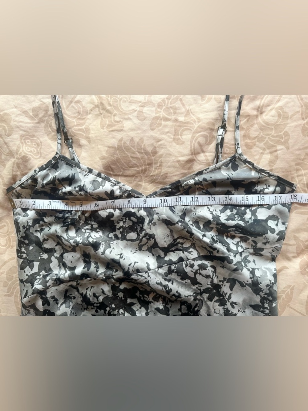 Kenneth Cole NY Camo Floral Silky Y2K Asymmetrical Slip Dress Size M - Picture 7 of 10